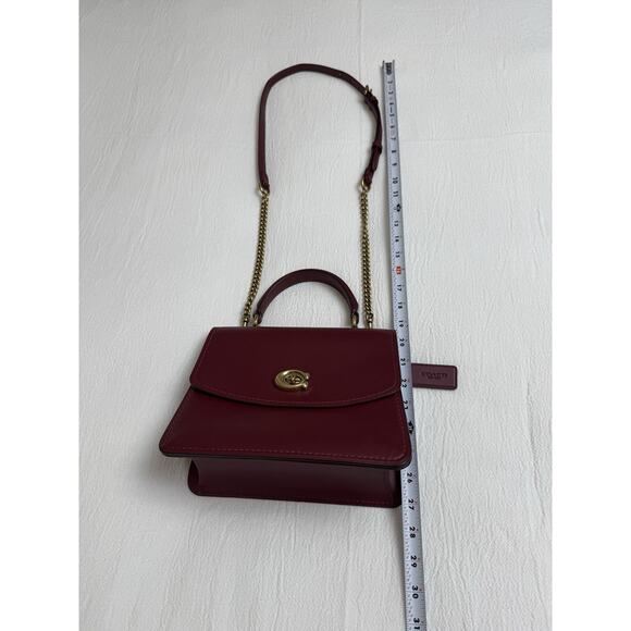 Coach Parker Top Handle Bag, Maroon Red Leather, Crossbody Bag, Satchel - Picture 10 of 11